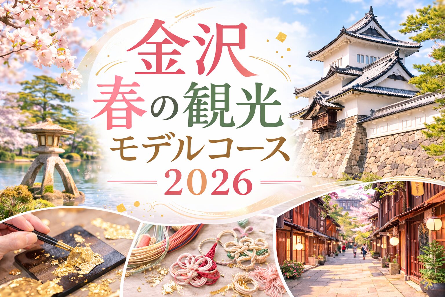 金沢春の観光モデルコース2026｜兼六園の桜・金沢城・金箔体験・水引体験・ひがし茶屋街を巡る定番と穴場の1泊2日プラン