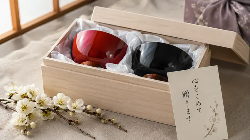 山中漆器 ギフト 汁椀 夫婦箸 結婚祝い 還暦祝い プレゼント