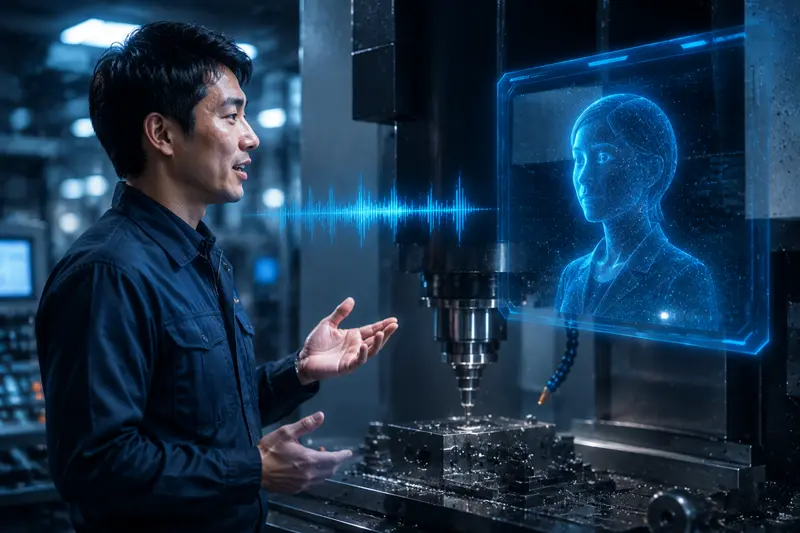 対話型AI「KAYA」と会話しながら工作機械を操作するイメージ